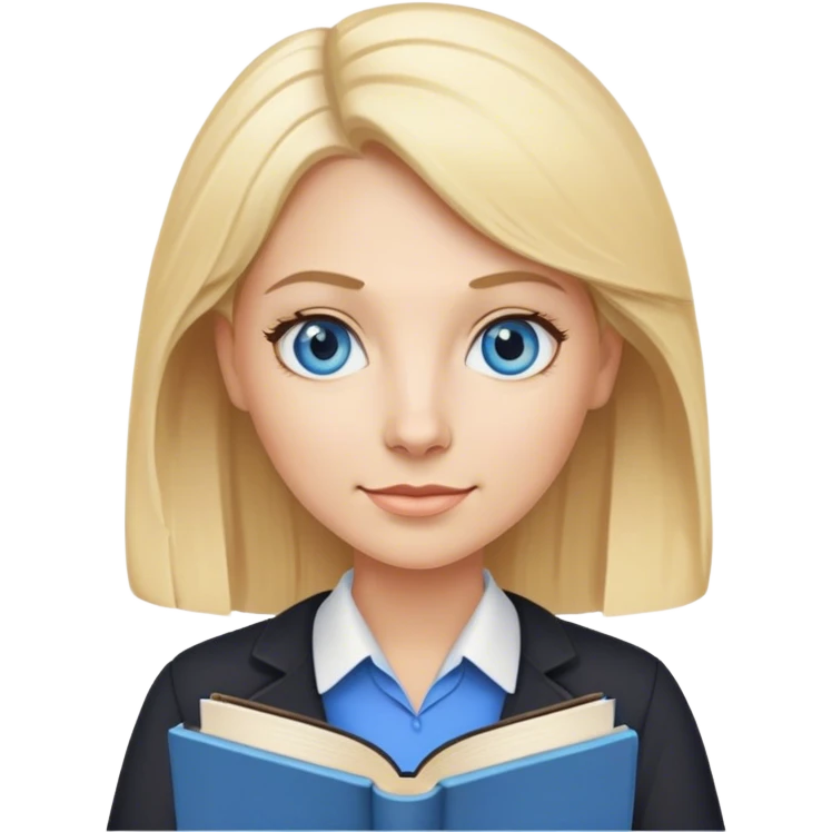 very blonde hair blue eyes teacher female holding books emoji