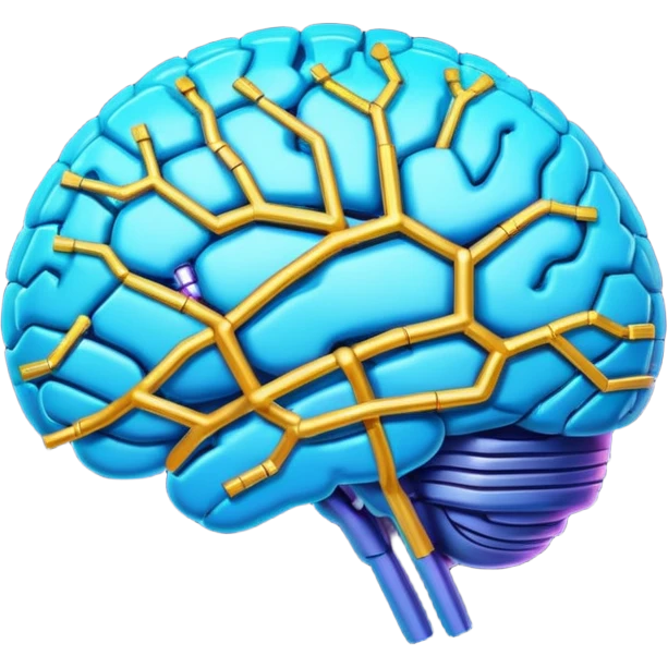emoji representing AI, glowing brain with circuits emoji