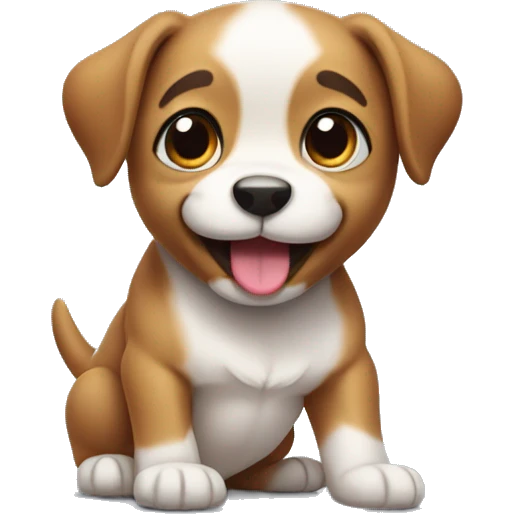 Puppy doing funny pose emoji