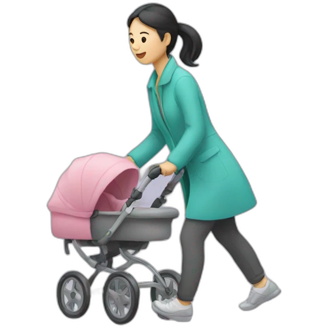 asian woman pushing a stroller emoji