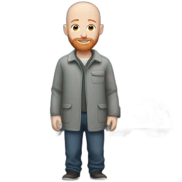 Bald ginger man with train set emoji