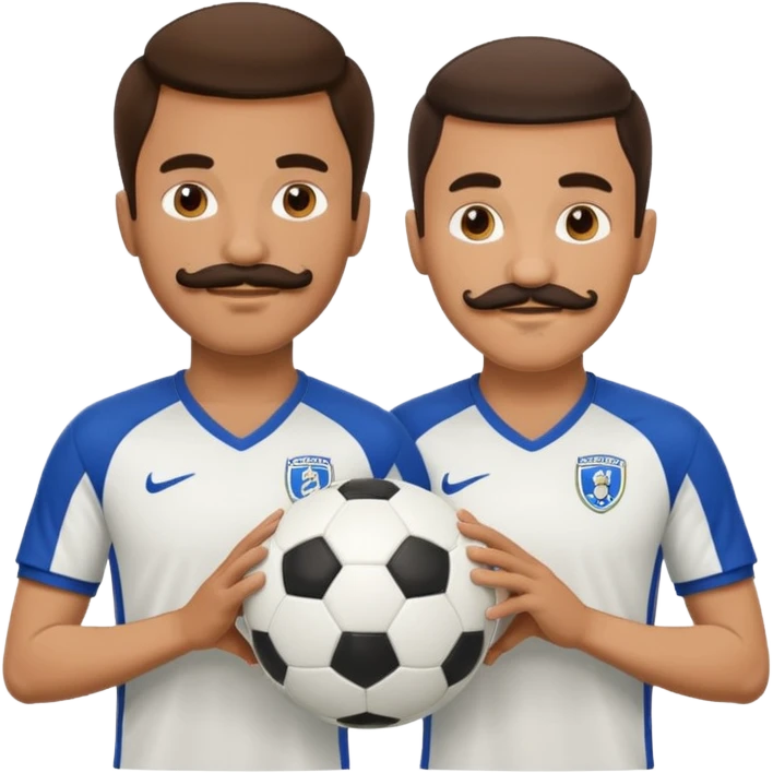 soccer players with mustache holding soccer ball emoji