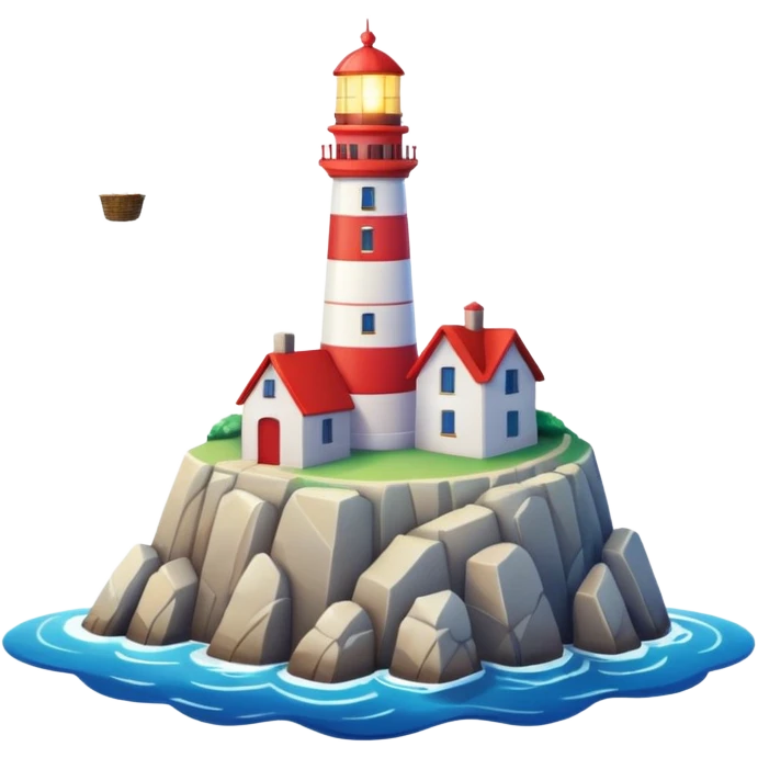 An ocean with a hot air balloon and a lighthouse  emoji