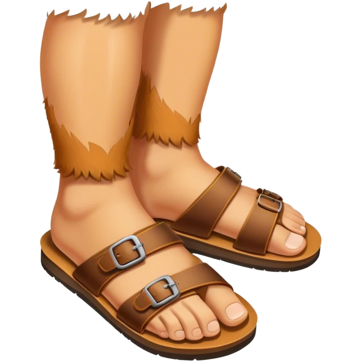 hairy male leg in a sandal emoji