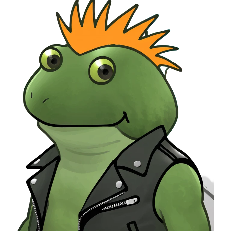 punk frog with mohawk, attitude, vibrant colors, street style emoji