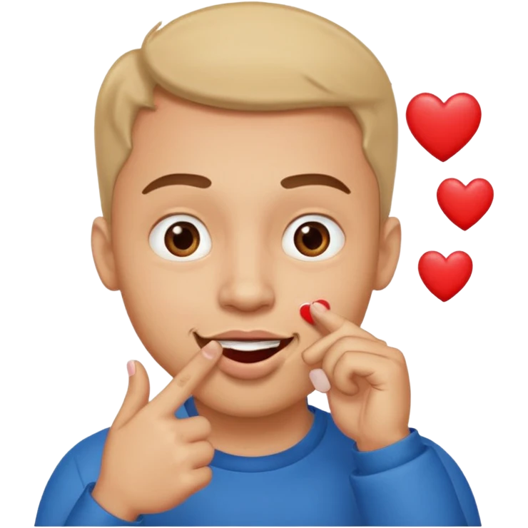 Homem apaixonado,com dedo na boca e com os olhos de coração emoji