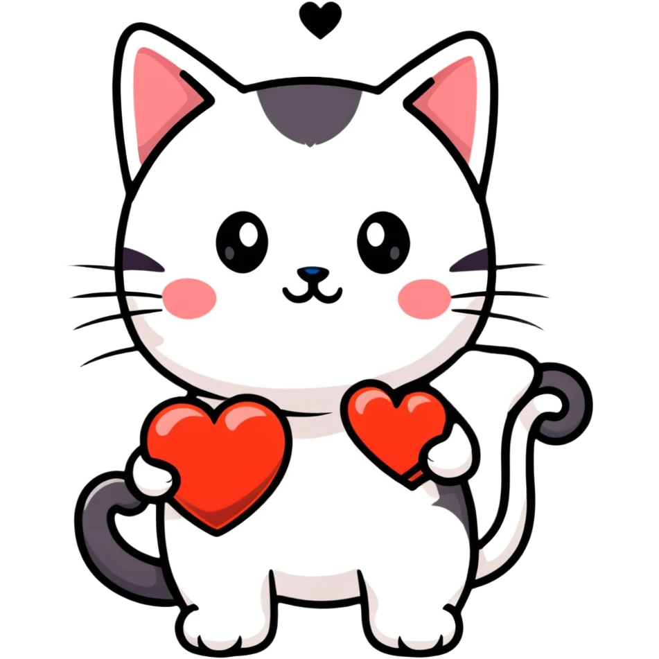 Cat holding heart extremely cute emoji