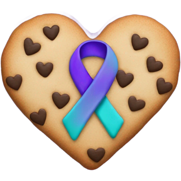 Purple teal Suicide awareness ribbon, heart cookie emoji