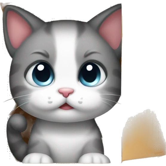 Cute sad kitten in box emoji