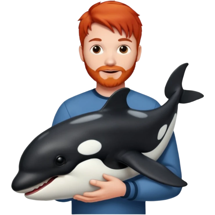Red head male holding an orca emoji