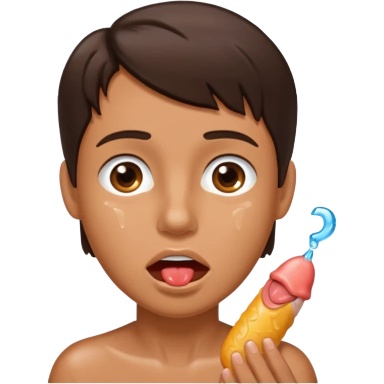 Brunette with male dick in mouth emoji