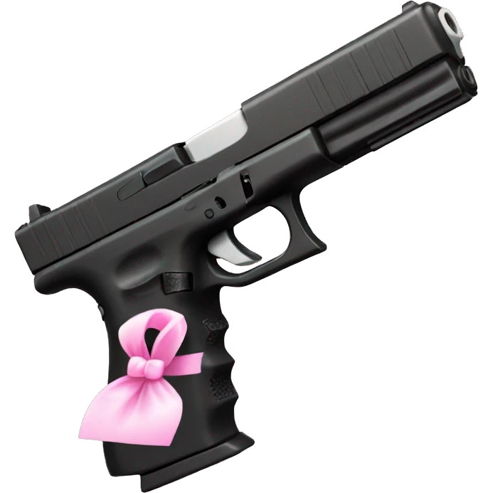 black glock with pink bow on it  emoji