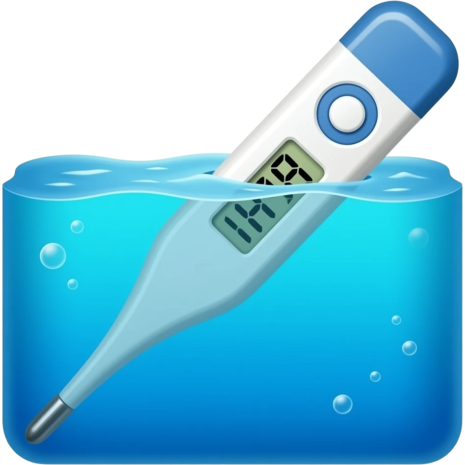 Thermometer in ocean, clean professional look, Dark blue HEX: #002137 Sky blue HEX: #7FC7FF Celestial white #FFFFFF emoji