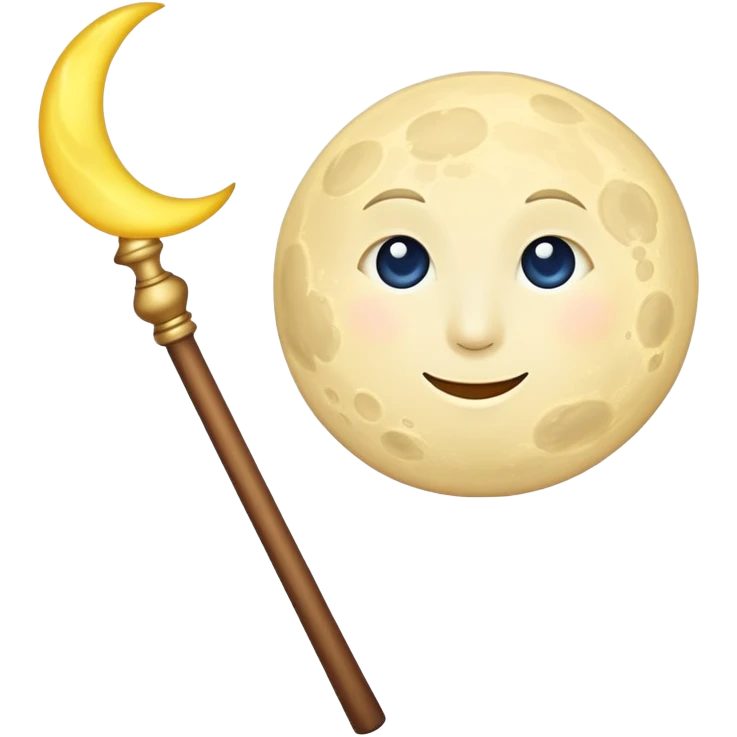 Moon with the magic stick emoji