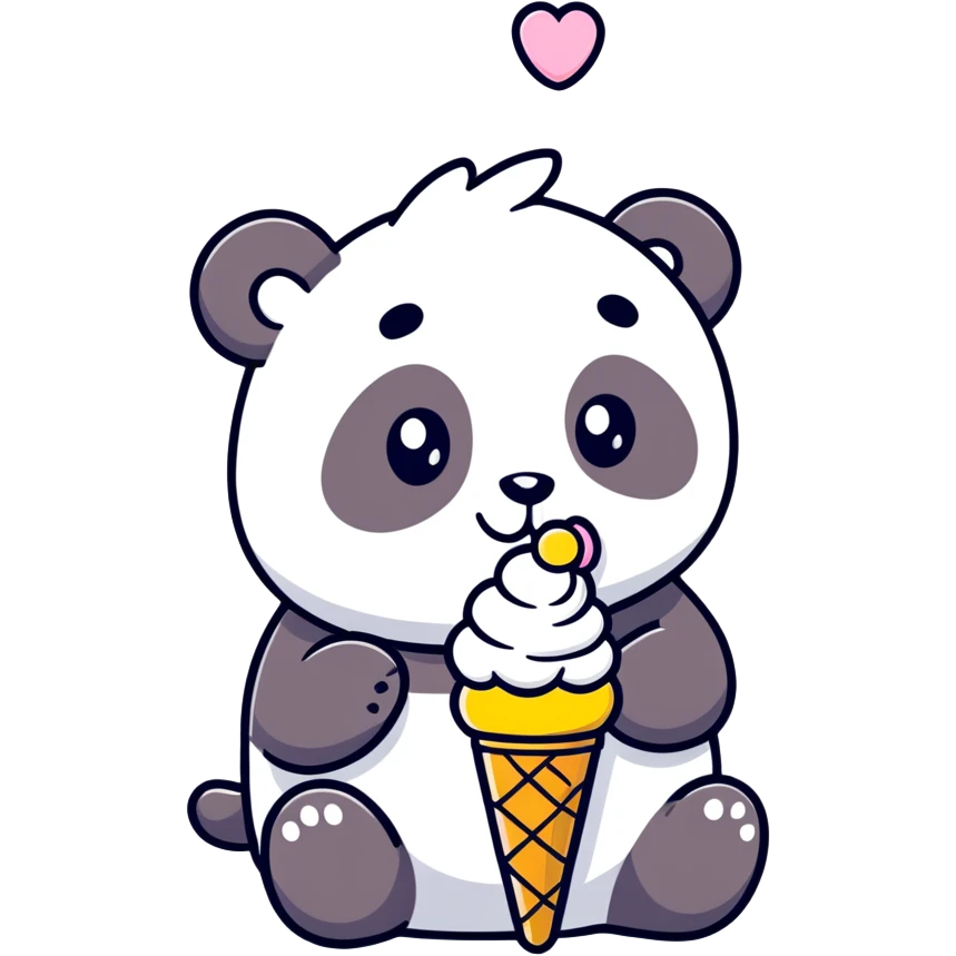 Panda eating ice cream emoji