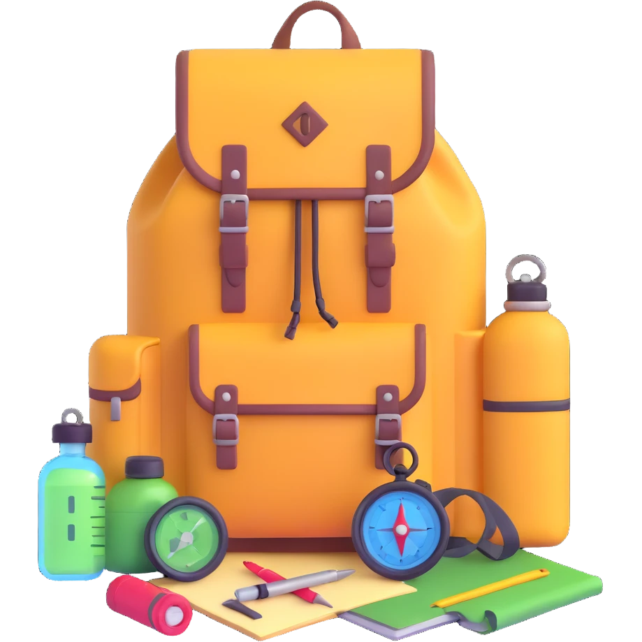 adventurer backpack with compass and supplies emoji