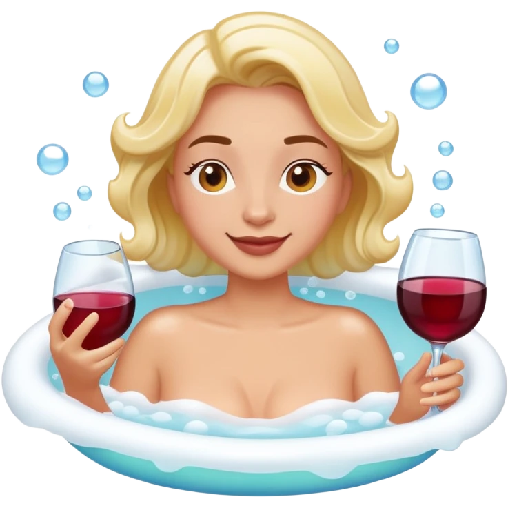 Bubble bath with wine emoji