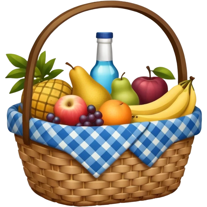 blue plaid lining basket with both food, drink and fruits emoji