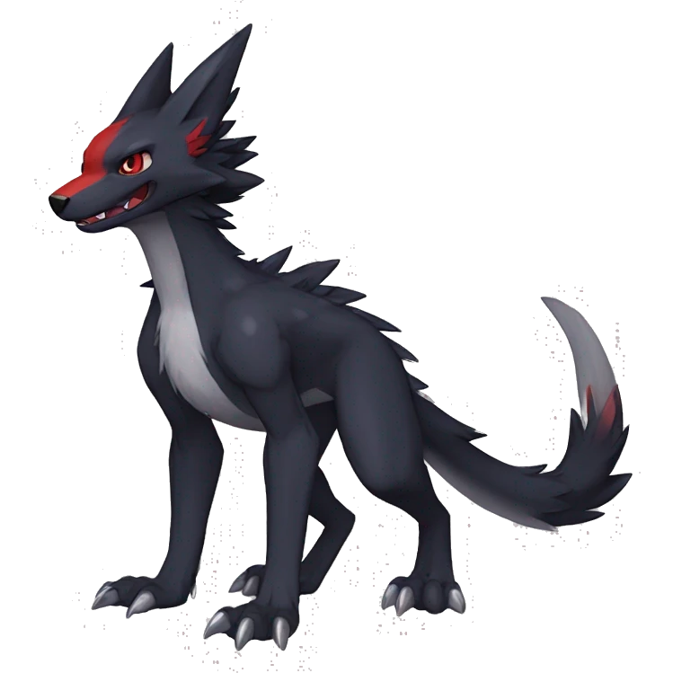 Anthro cool black red nargacuga sergal animal hybrid Fakemon full body emoji