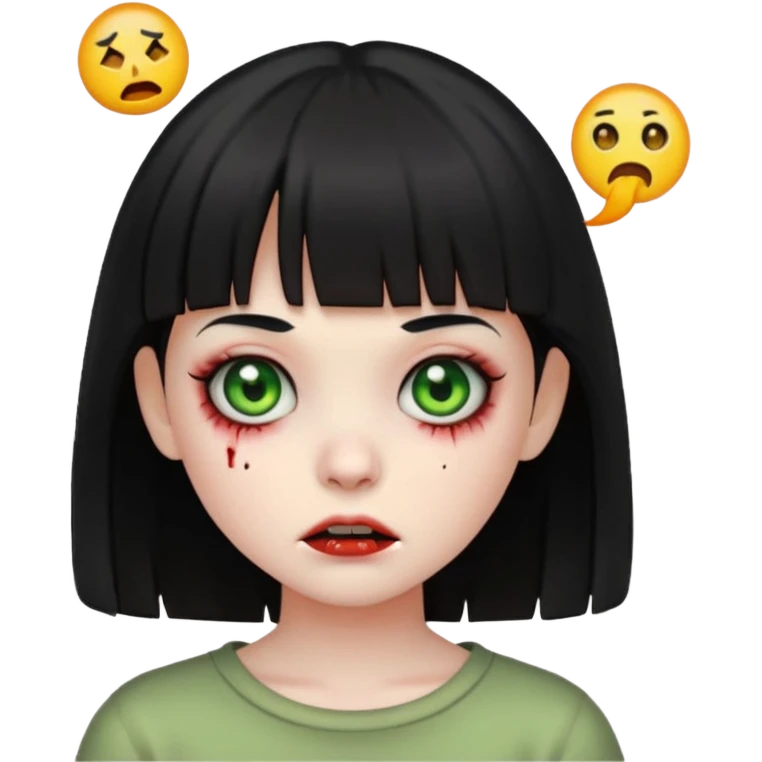 girl zombie with black hair and short bangs emoji emoji