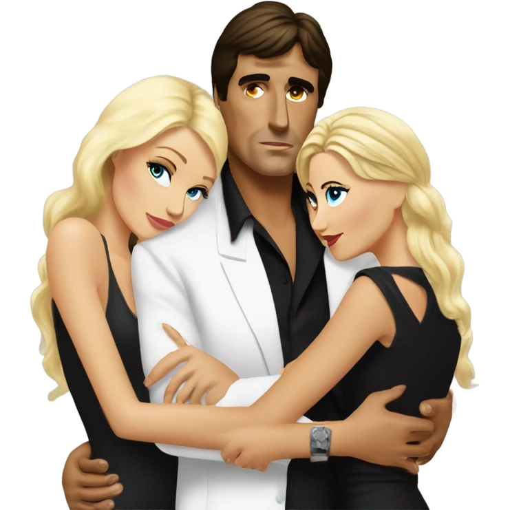 Tony Montana with 2 beautiful blondes with their arms around him emoji
