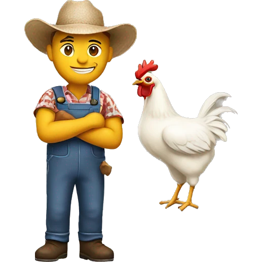 Farmer holding a chicken emoji
