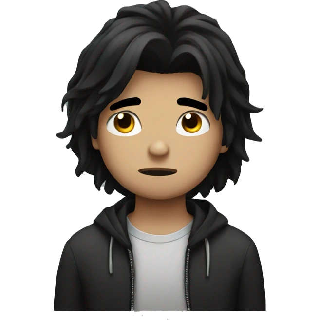 Sad boy long black hair emoji