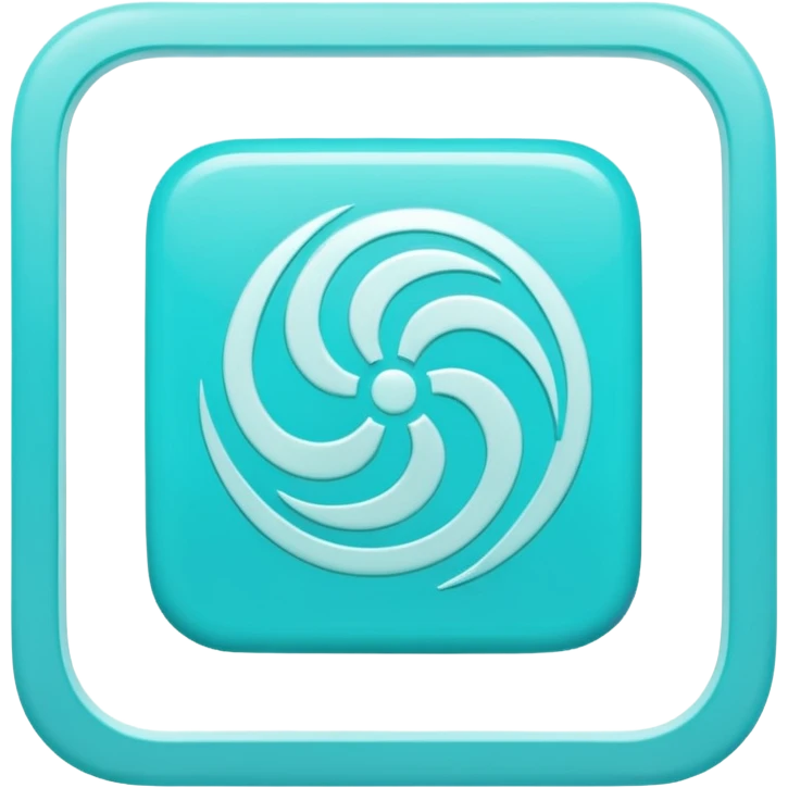 a Tiny compressed Stylized light-turquoise wind symbol inside a pastel white square icon, light turquoise borders emoji