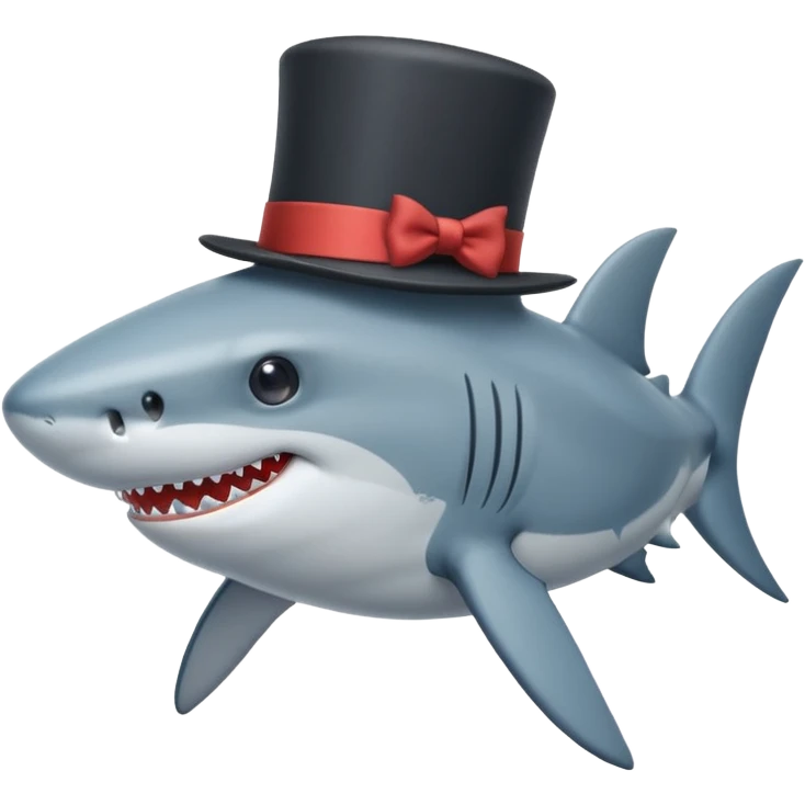 Shark with a top hat emoji