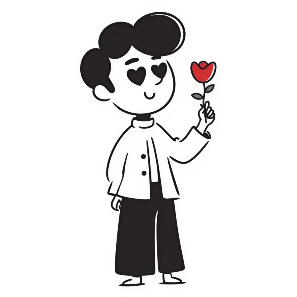 Handsome boyfriend figure with heart eyes emoji