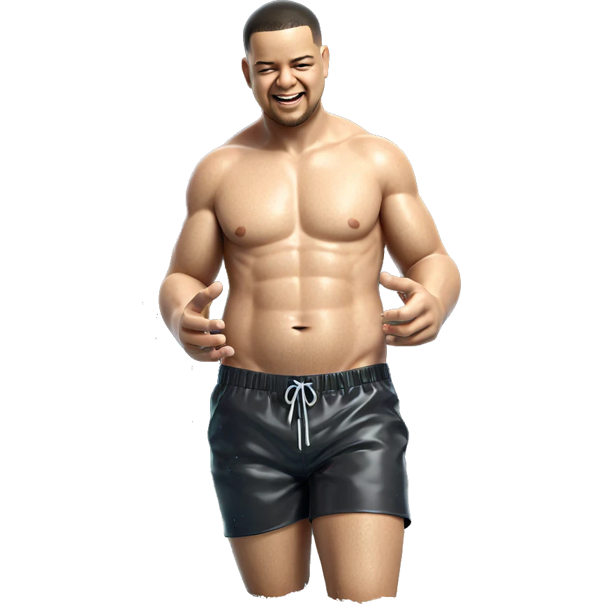 smiling topless boy in water emoji