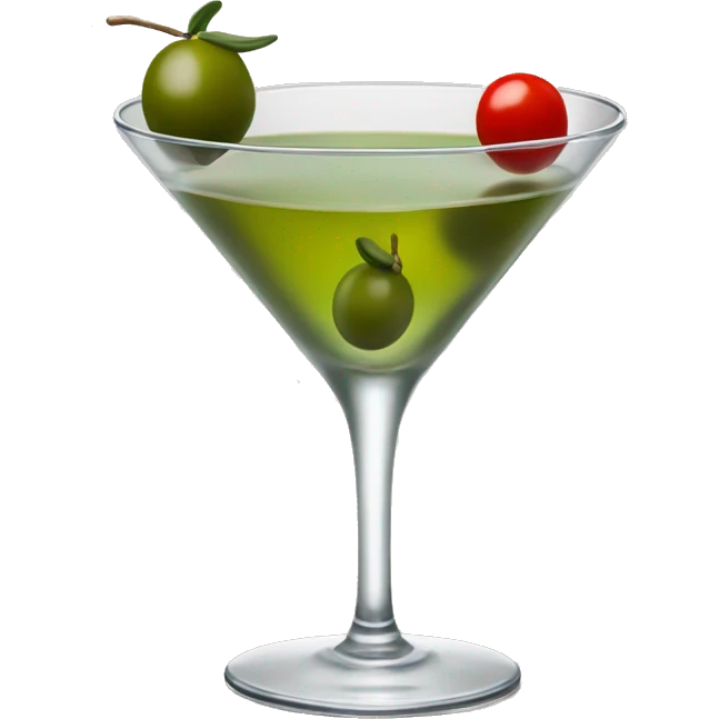 martini garnished with an olive emoji
