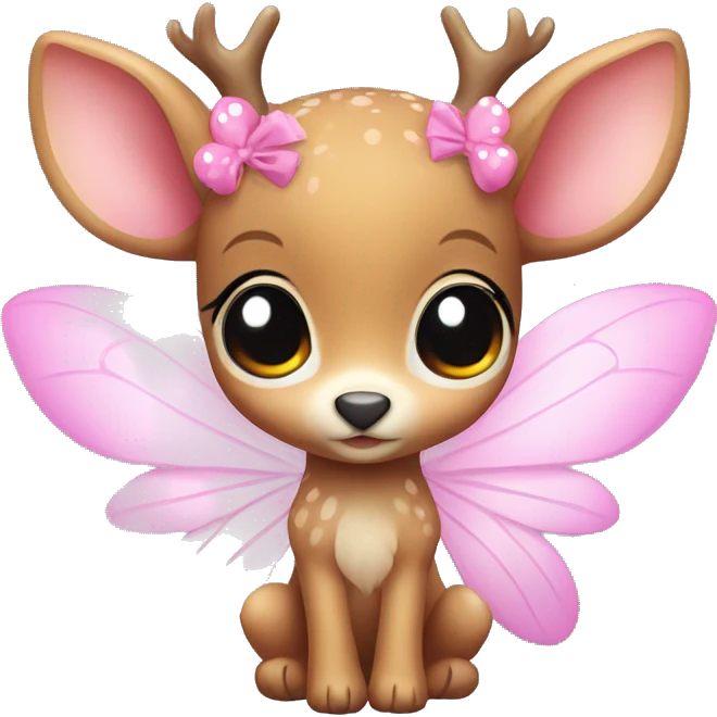 baby deer with fairy wings and a pink bow around its neck  emoji
