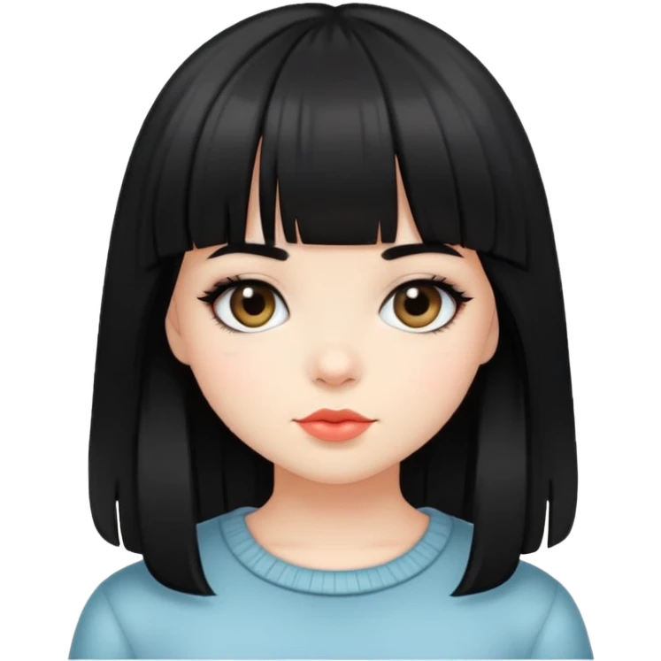 cute girl with black bangs hairstyle emoji