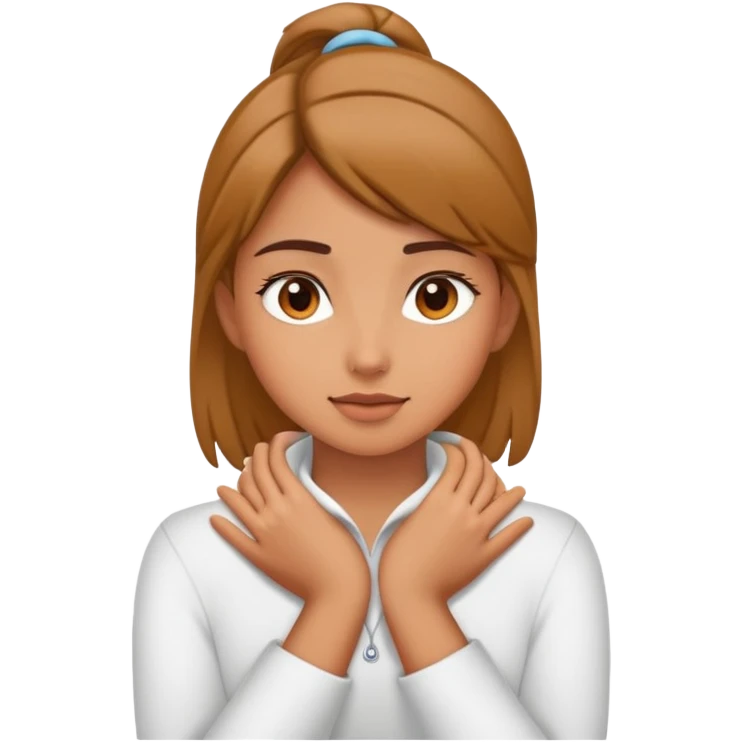 Girl with hands around neck emoji