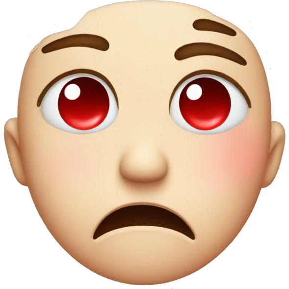 Sick crying face with red blush emoji