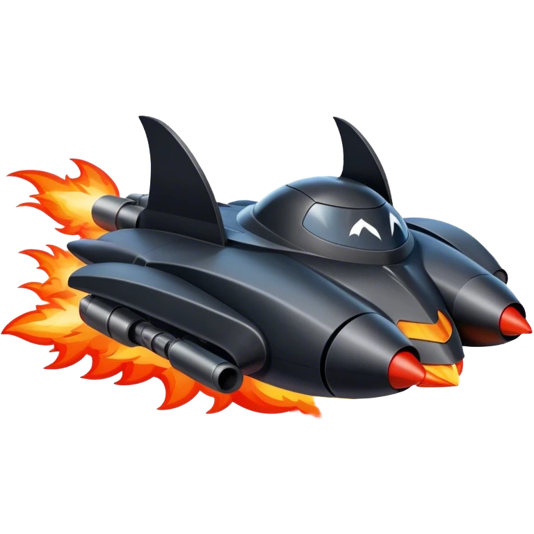 batmobile in rocket ship boom rocket at take-off in fire france emoji