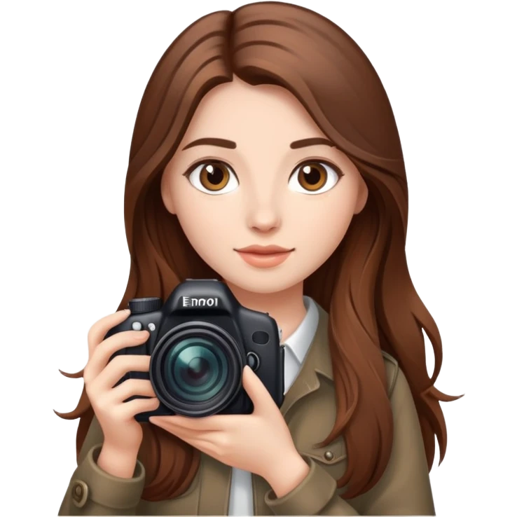 Дівчина фотограф з каштановим волоссям довгим emoji