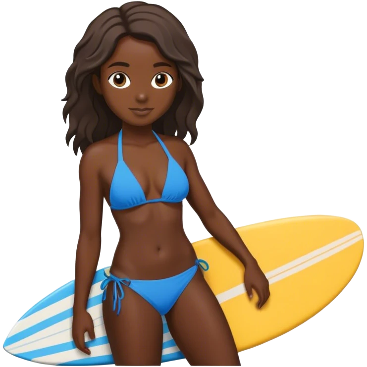 A professional surfer in blue bikini in black skin emoji