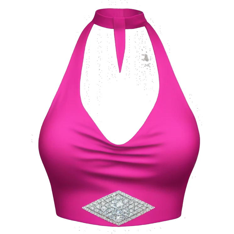 Realistic isolated hot pink high neck halter top with diamond shape cut out in the middle of it. emoji