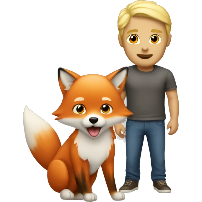 Blonde guy with little red fox emoji