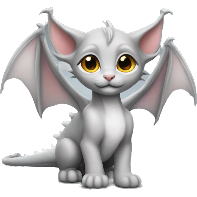 dragon wings on tiny light grey kitten emoji
