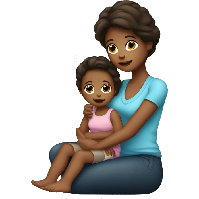 2year old dark brown hair sick sitting on mommy’s lap emoji