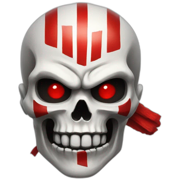 Skull emoji with kratos red stripe emoji
