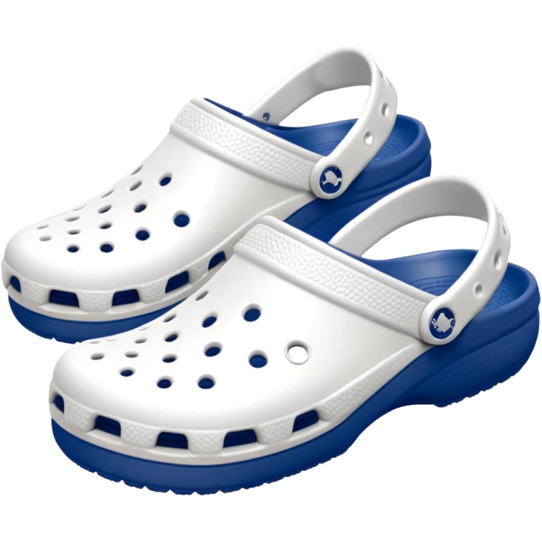 Pure white Crocs clogs, all-white straps and sole, no blue or other colors, matte white material, ventilation holes, dark background, realistic product photo, monochrome white only, no logos. emoji