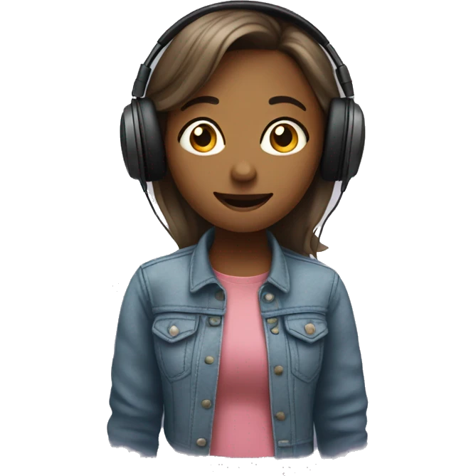Girl listening to music and also singing emoji