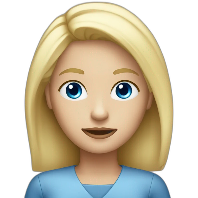 blond woman blue eyes working commputer emoji