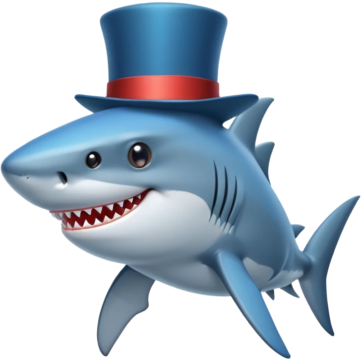 Shark with a top hat emoji