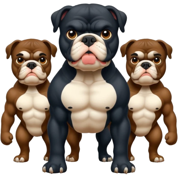 Black Bulldog one body and three heads emoji