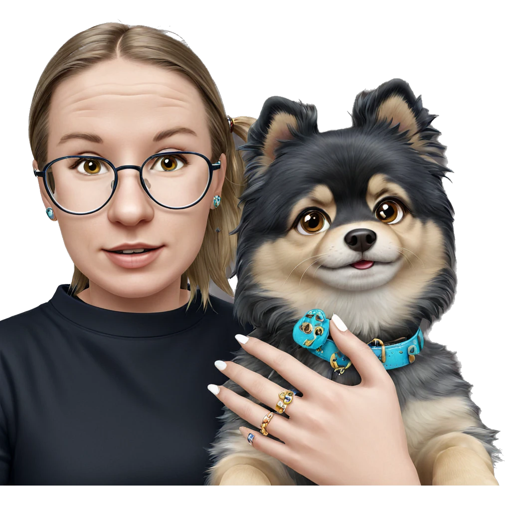 girl with dog and jewelry emoji